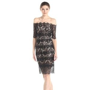 Wow Couture Off Shoulder Body Con Lace Dress